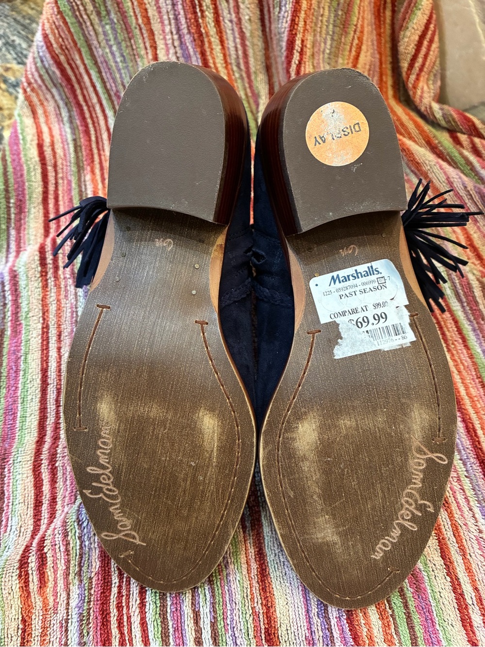 Sam Edelman Navy Suede Tassel Ankle Booties - Picture 4 of 6